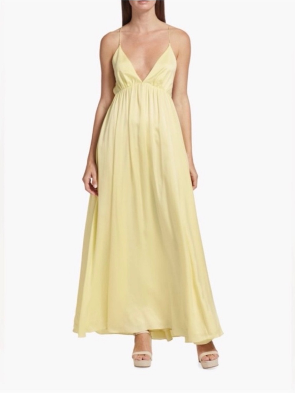 Zimmermann 100% silk open back dress Pale Yellow